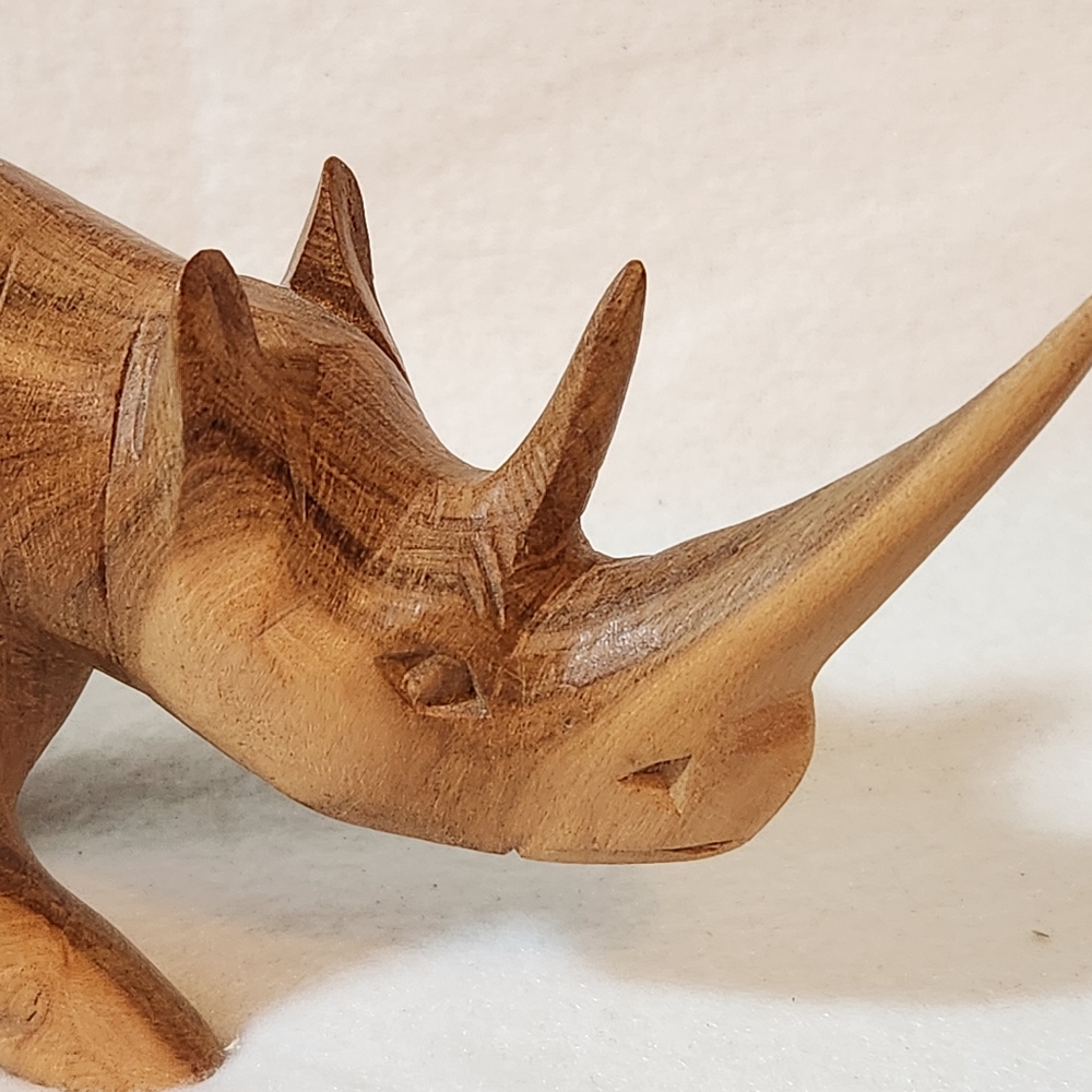 Hand‎ Carved Rinoceros Teak Wood - Picture 9 of 12